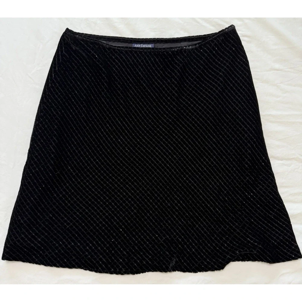 Ann Taylor Skirt 14P Party Holiday Formal Whimsigoth Velvet Sparkle Preppy Event